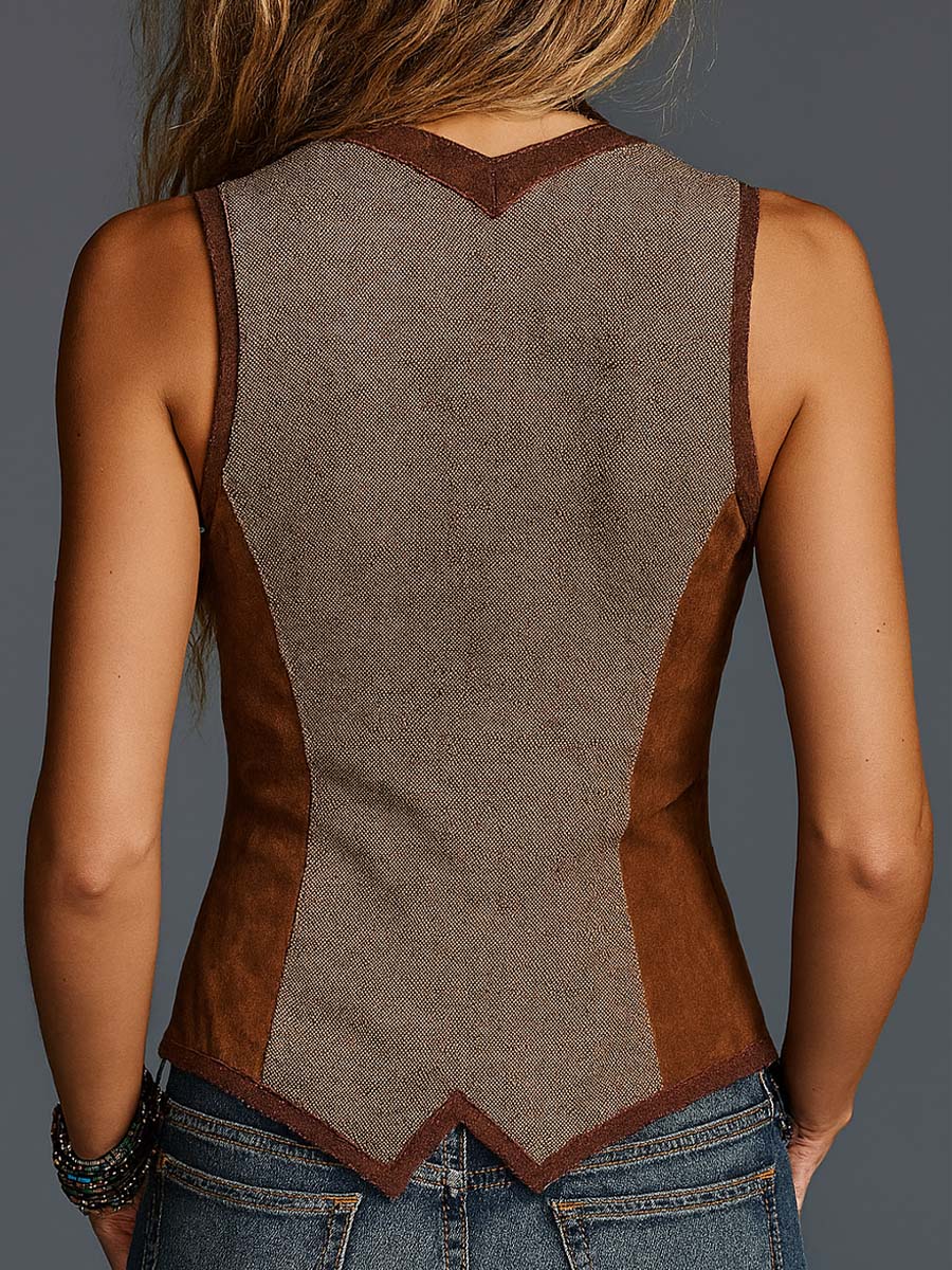 Vintage Bohemian Patchwork Suede Vest